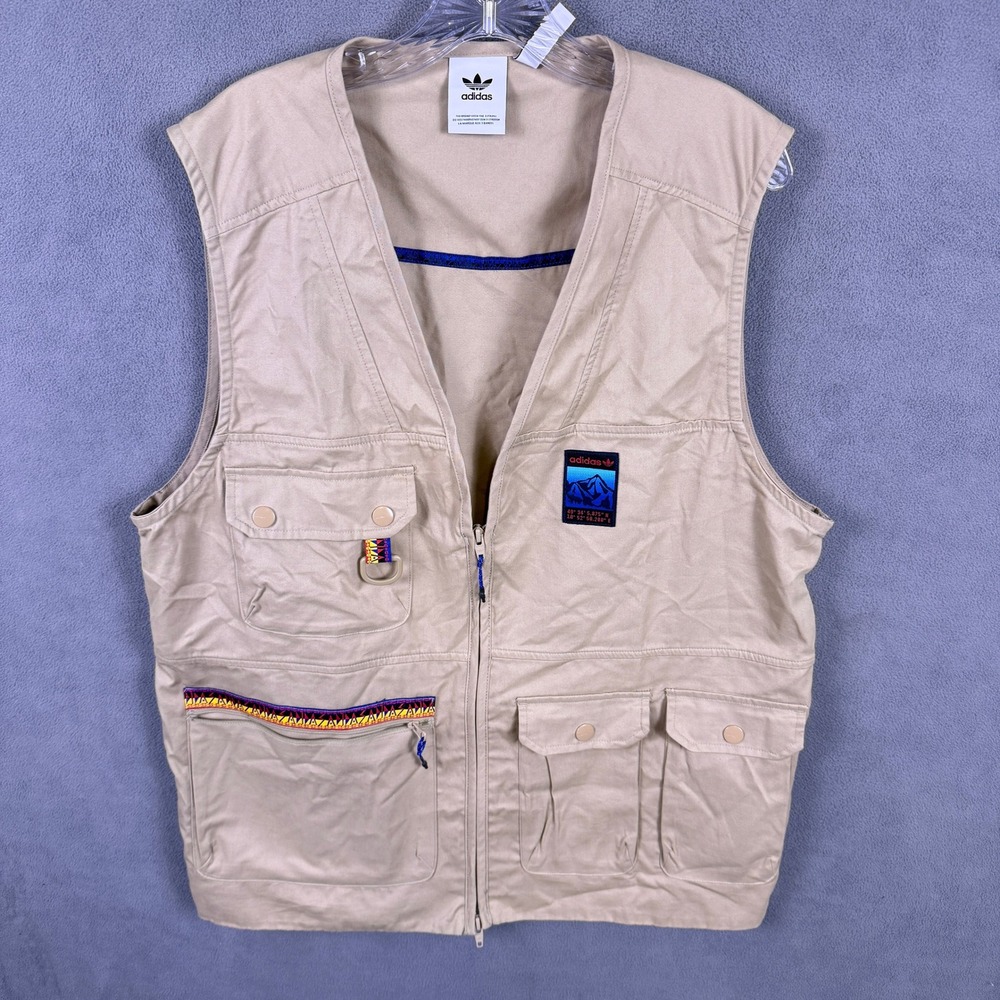 Adidas Utility Fishing Vest Mens Size M Tan Beige Outdoor Gorpcore Hiking